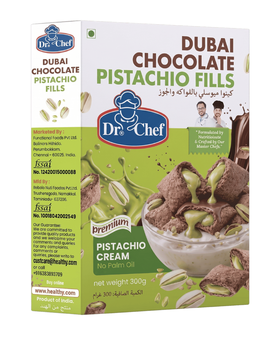 Dr-Chef Dubai Chocolate Pistachio Fills breakfast cereal box